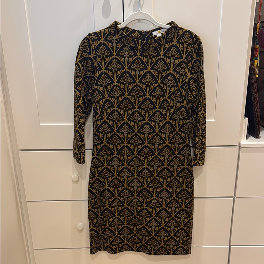 Boden Espresso and Gold Sheath Dress